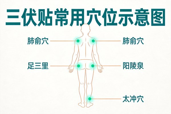 三伏贴常用穴位示意图