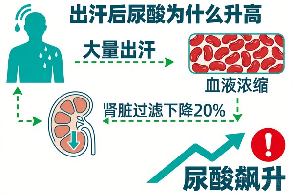 出汗后尿酸升高机制